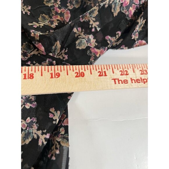 Rebecca Taylor black pink floral whimsigoth velvet burnout blouse 6 sheer grunge - Picture 8 of 12